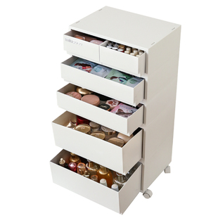 化妆品收纳柜可移动高级感抽屉式梳妆台落地护肤收纳盒推车置物架