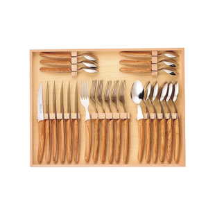 法国进口CLAUDE DOZORME莱吉奥利狼头不锈钢牛排专用刀叉勺套装