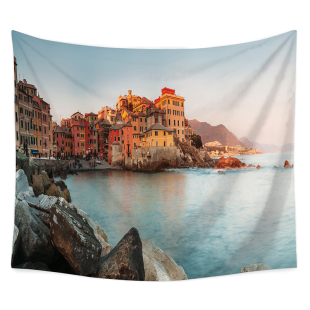 简约海景山水风景大挂布墙壁装饰挂毯卧室床头沙发背景布直播墙布