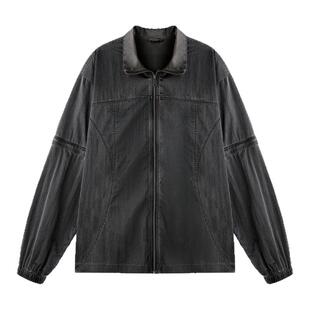 BJHG不计后果可拆卸短袖衬衫男款内搭春季设计感拼接做旧休闲外套