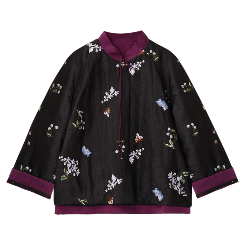 蕭娘【芳柔】香云紗工藝秋冬保暖棉服花色時(shí)尚上衣國風(fēng)外套1727