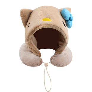 可爱kitty猫u型枕连帽遮光靠枕旅行便携护颈长途飞机高铁睡觉神器