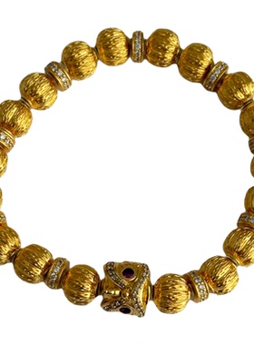 金包银醒狮南瓜手串拉丝工艺国风