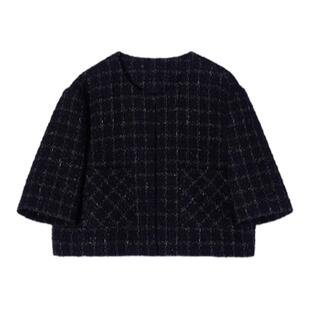 林乔芝2024年秋冬新款短香风外套女轻奢高级感小香风黑色羊毛外套