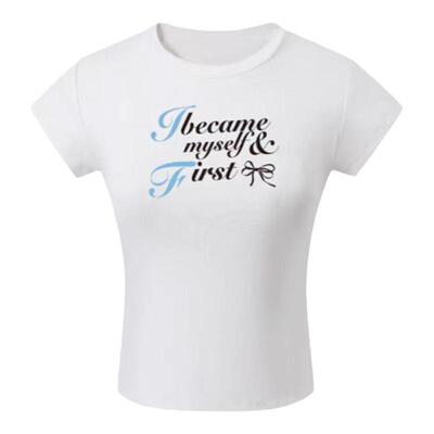 TC STORE TAKE CHANCES正肩圆领T恤女短袖夏修身显瘦百搭短款上衣