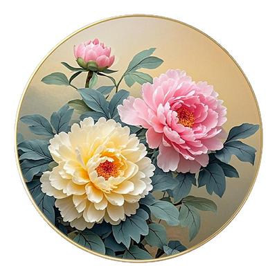 牡丹圆形花开富贵十字绣2025新款线绣小件玄关玄关餐厅自己手工绣