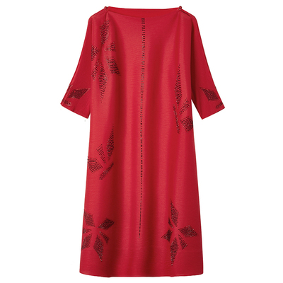 一字肩镶钻宽松显瘦个性连衣裙夏