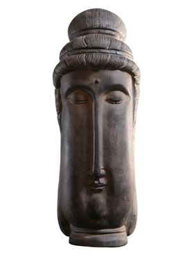 佛像摆件微景观鱼缸造景中式禅意茶室桌面石头佛首装饰工艺品陶土