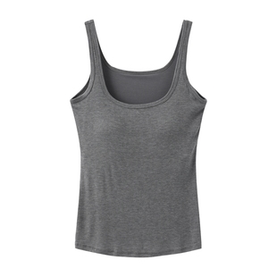 米图桑蚕丝U领背心 巨柔软透气自带胸垫  绝妙版型遮副乳收腰显瘦