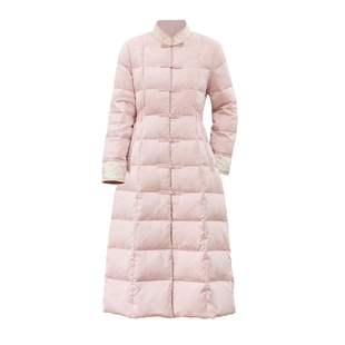 中式国风刺绣盘扣复古改良羽绒服旗袍外套冬女加厚禅意茶服白鸭绒