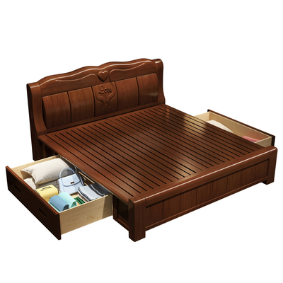 中式主卧简约现代风经济型双人床