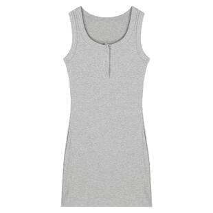 Basic House/百家好辣妹紧身方领背心短裙女夏季纯棉打底连衣裙子