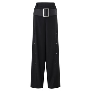 uhot诱货 2025秋冬女士休闲阔腿裤长裤配腰带银泰百货 301590