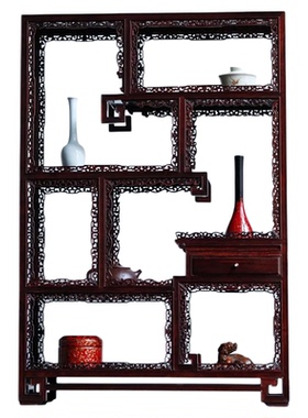 小叶紫檀拐子纹·博古架置物架