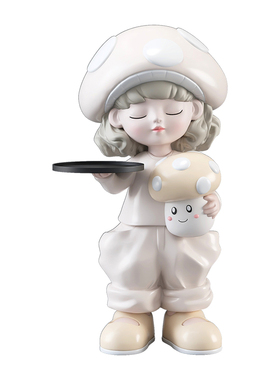 安妮可爱蘑菇女孩摆件托盘收纳