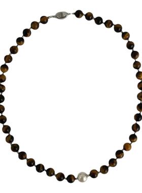 天然虎眼石保色个性复古毛衣链