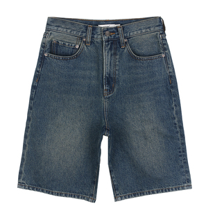 NO.93复古百慕大中裤牛仔短裤女高腰宽松五分裤2025夏季新款裤子