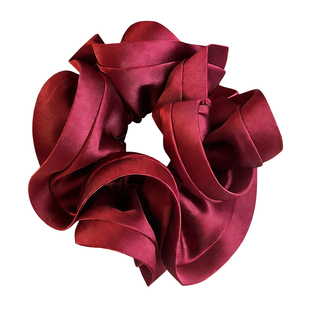 新年红色缎面大肠发圈女头花头饰发饰2025新款丸子头扎头发绳皮筋