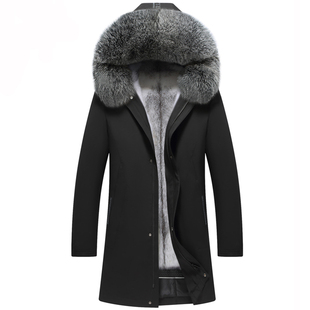 海宁派克服男整貂皮草中长款貂皮大衣皮毛一体十字貂内胆加厚外套