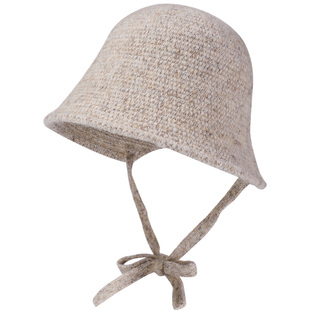 秋冬绑带针织渔夫帽子女韩版后开叉显脸小系绳盆帽户外保暖显脸小