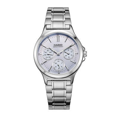 卡西欧三眼简约石英手表女