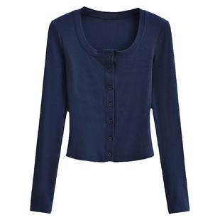 豆蔻依缘现代舞蹈服方领针织衫舞蹈练功服显瘦舞蹈上衣长袖形体服