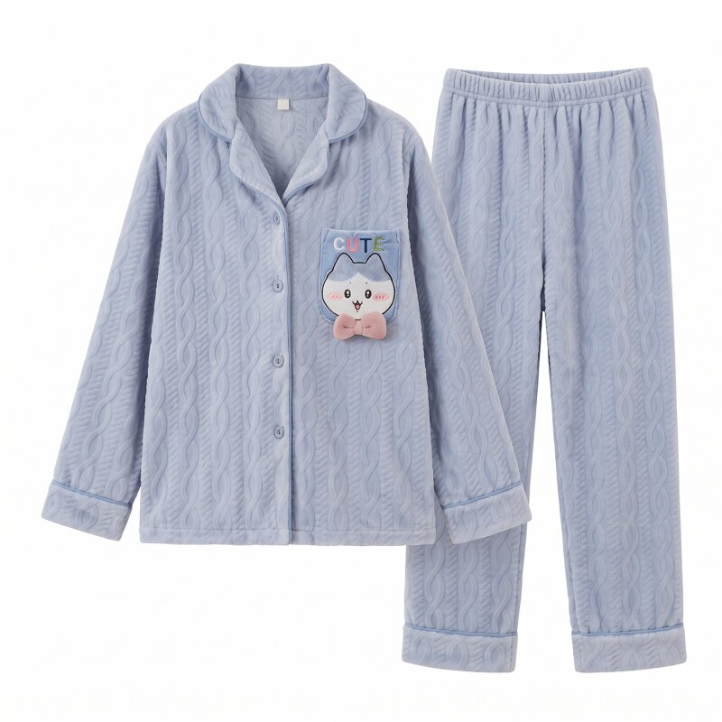 秋冬季海岛绒加厚卡通家居服套装