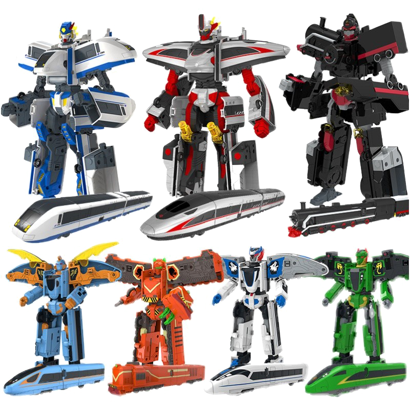 灵动创想列车超人机甲变形火车合体机器人金刚儿童玩具男孩和谐号