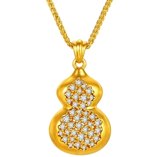 金至尊璀璨葫芦古法黄金项链女镶钻石足金福禄锁骨套链送妈妈长辈