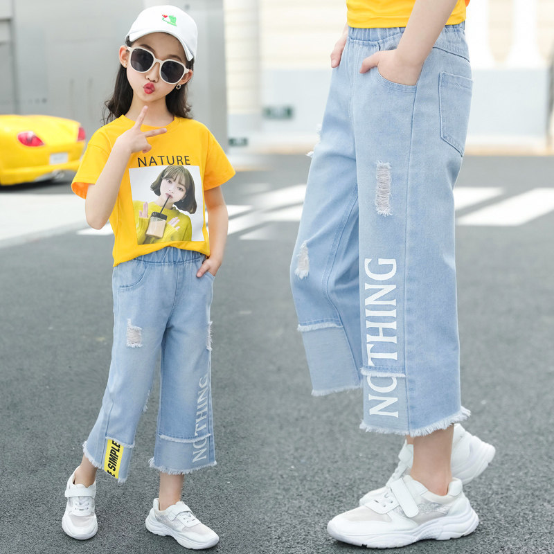 女童夏装2019新款七分裤韩版儿童阔腿牛仔裤洋气中大童宽松版短裤|msdalam kategori Butik wanita / wanita, seluar jeans - dari Buy2taobao.com untuk memberikan perkhidmatan ejen Taobao profesional membeli