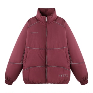 BJHG不计后果机能风反光条红色羽绒服男款冬季潮牌90白鸭绒羽绒服