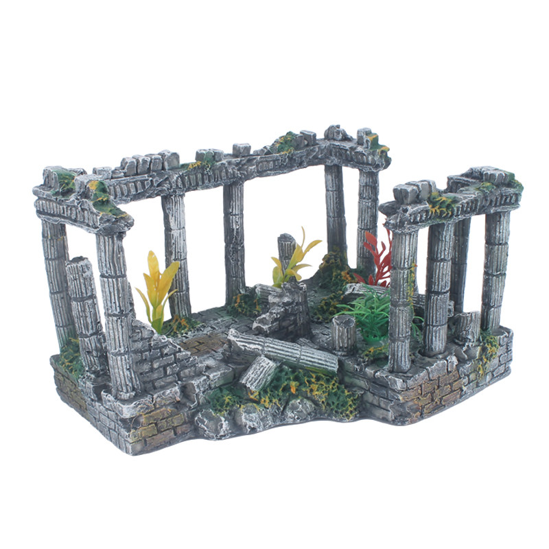 鱼缸假山 水族箱装饰造景 假山房子 水草布景套餐 江南小屋摆件