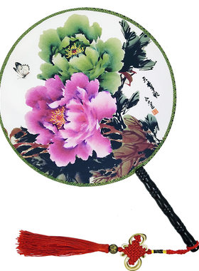 古风团扇双面正圆舞蹈青花瓷扇子