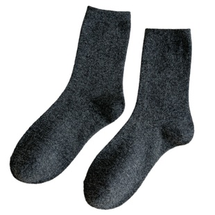 羊毛袜子女中筒袜百搭秋冬季堆堆袜纯色保暖加厚通勤女士配皮鞋袜