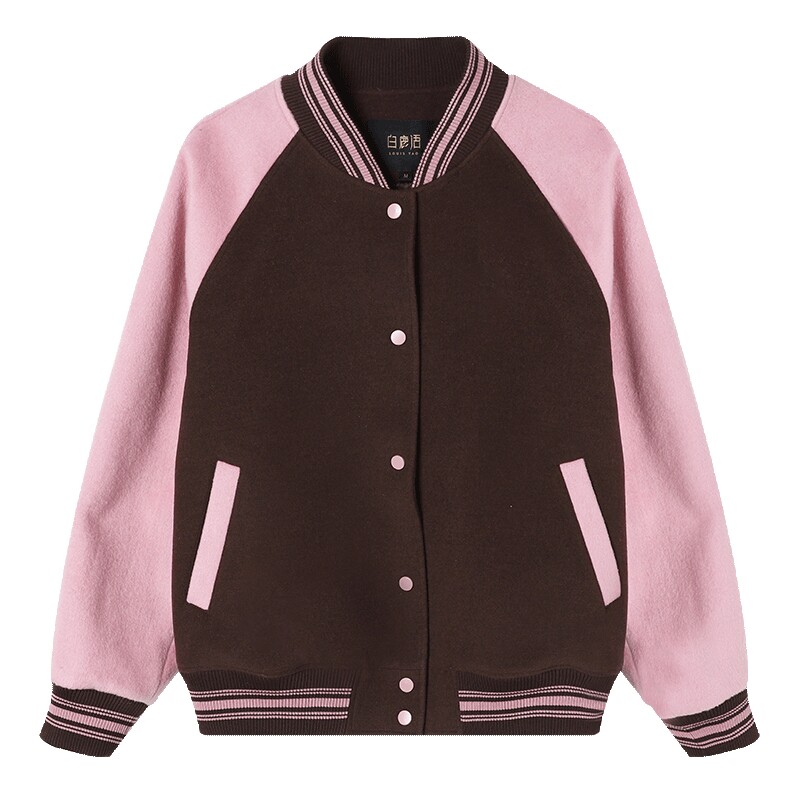 白鹿语撞色夹棉加厚棒球服外套