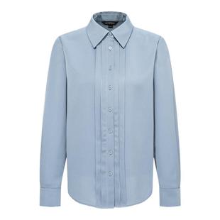 Scofield女装简约设计光泽感缎面衬衫立体褶裥衬衣2025秋冬新品