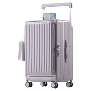 侧开口大深仓行李箱20寸拉杆箱登机箱多功能扩展旅行箱密码锁26寸