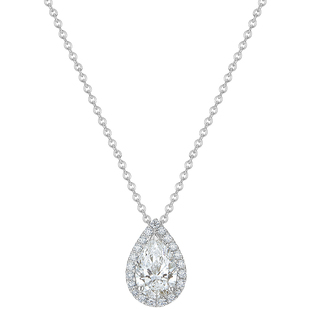 【礼物】De Beers 戴比尔斯 Aura 水滴形切割钻石项链 18K白金