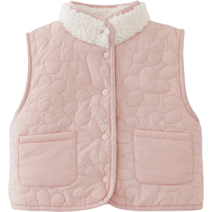 [加绒]马克珍妮女童无氟防泼水花朵绗缝马甲 宝宝秋冬新款551676