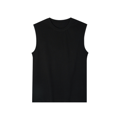 唔刃美式小领口澳棉无袖T恤背心