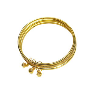 3D硬金黄金时尚光圈磨砂手镯子三生三世999足金铃铛手环送礼女款