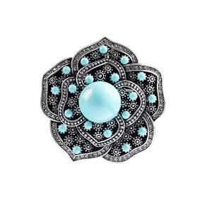 法国IDee花朵毛衣链女春夏长款时尚毛衣项链轻奢小众蓝松石配饰品