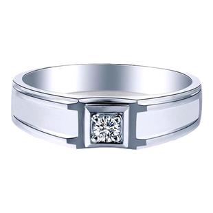 现货白18K金铂金男钻戒天然钻石男戒指环结婚订婚求婚情侣对戒