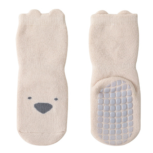 宝宝地板袜鞋春秋纯色儿童防滑袜套婴儿棉袜隔凉秋冬加厚学步袜子