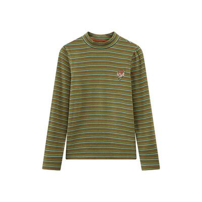 小熊童装半高领彩条长袖T恤