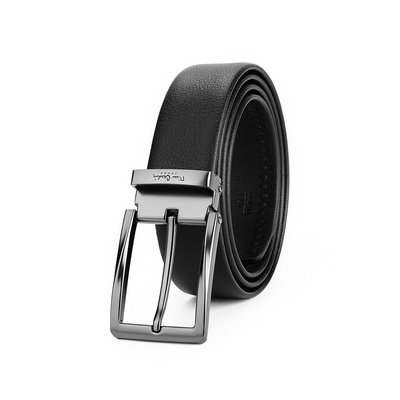 皮尔卡丹正品牛皮皮带男休闲百搭时尚真皮腰带裤带男士针扣皮带男