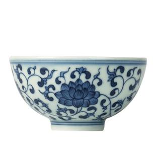 三勤堂景德镇陶瓷主人杯品茗杯手绘青花缠枝莲单杯功夫茶具