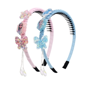 韩国儿童雪花鱼尾艾莎公主发箍小女孩带齿轮防滑刘海发卡流苏头箍