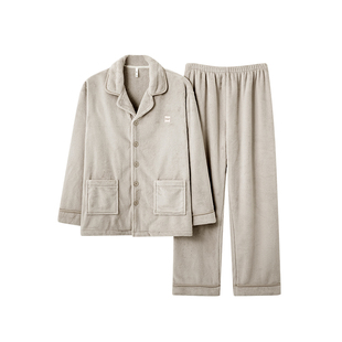 芬腾可安男士睡衣男款冬季珊瑚绒加厚法兰绒大码帅气家居服秋冬天