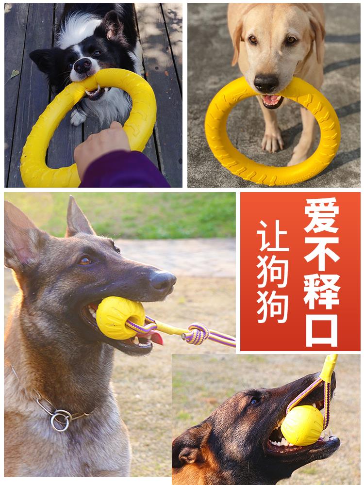 飞盘狗狗玩具球星际大型耐咬磨牙马犬德牧幼犬专用训练带绳球拉环